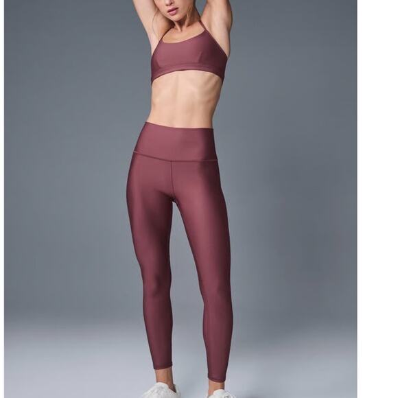 Alo Yoga Airlift Intrigue Bra 7/8 High-Waist Airlift Legging Burgundy Truffle XS - Picture 1 of 16